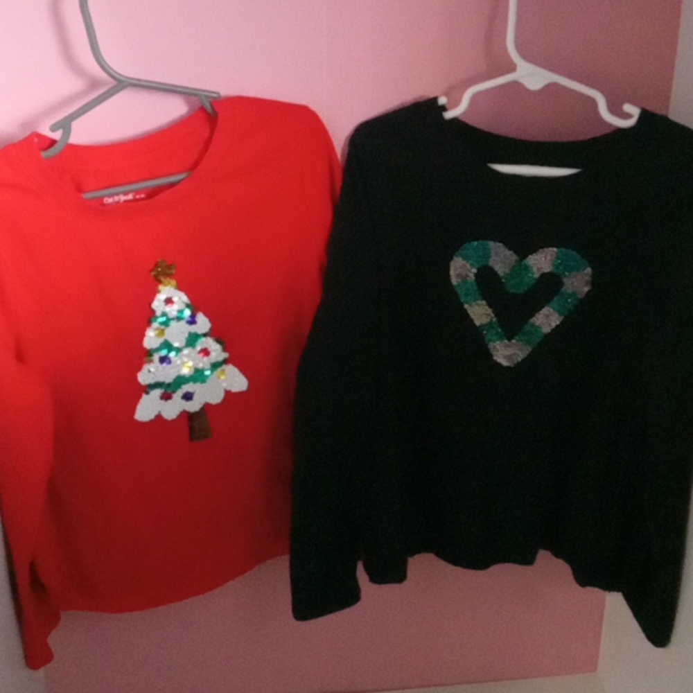 Girls Sequin Christmas Shirts Size 8